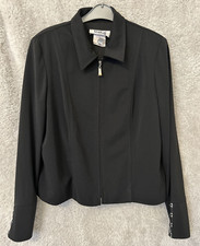 Ribkoff Trends Bomber Jacket Black Full Zip Coat Vintage Diamonte Detail Uk 14