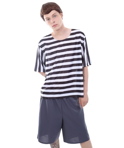 Men Striped Shirt Shorts Cosplay 
