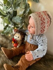 1PC Beige Orange 12 Months Hand Knitted Baby Bonnet