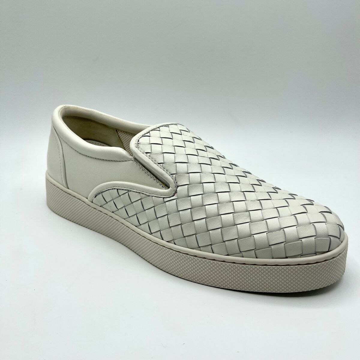 $680 Bottega Veneta Women's White Leather Woven Slip on $680 Bottega Veneta Women's White Leather Woven Slip on