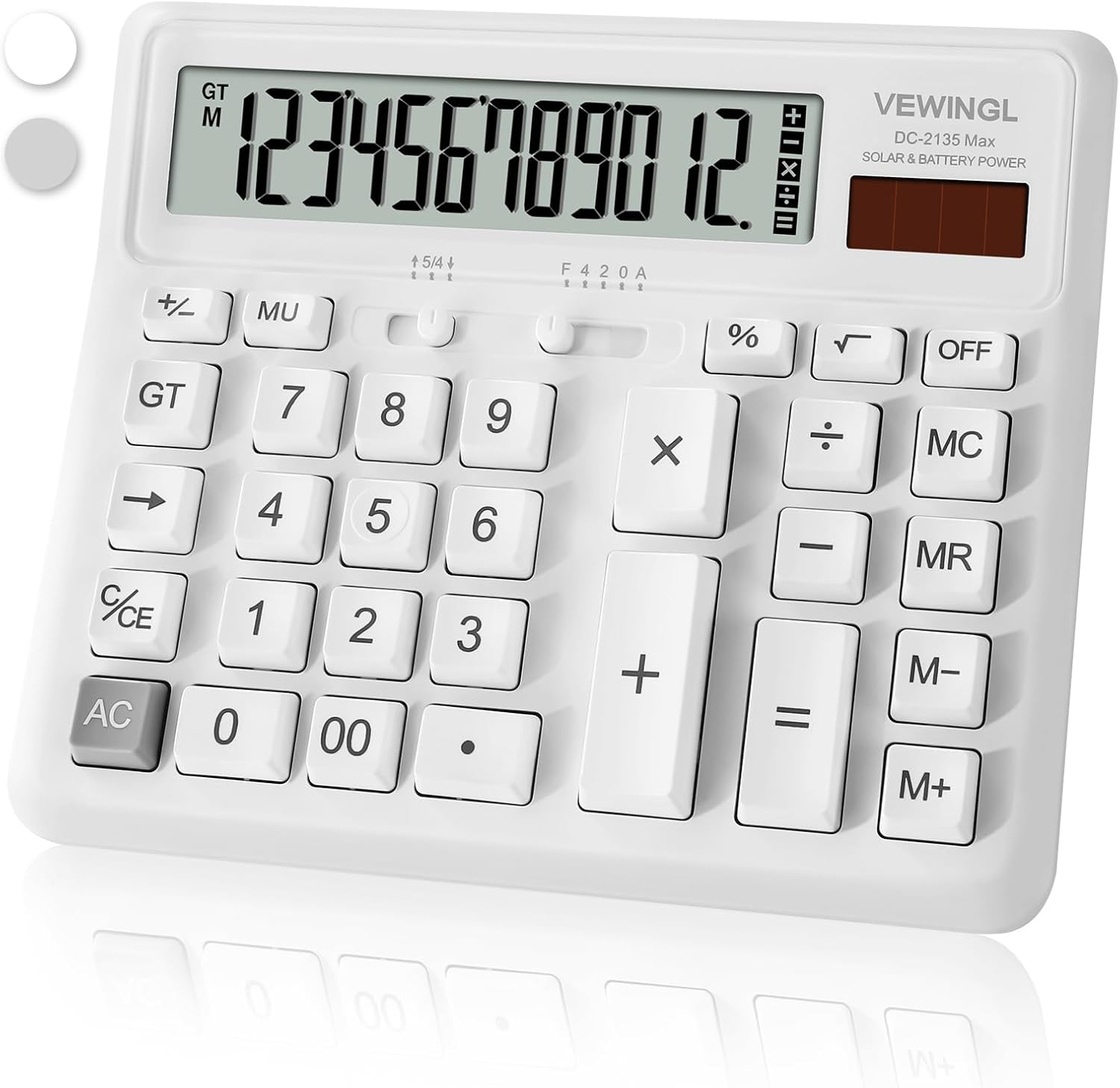 Desk Calculator 12 Digit, Large Computer Keys,Desktop Dual Power Battery and Sol-image