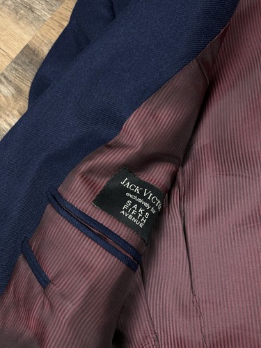 Jack Victor Blazer Suit Jacket Men's 40R Blue Three-Button Loro Piana Cashmere - Picture 10 of 17