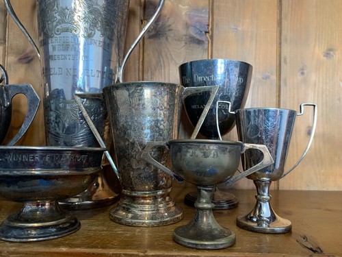 Damaged x 10 vintage silver plate trophies, loving cup - Picture 6 of 8