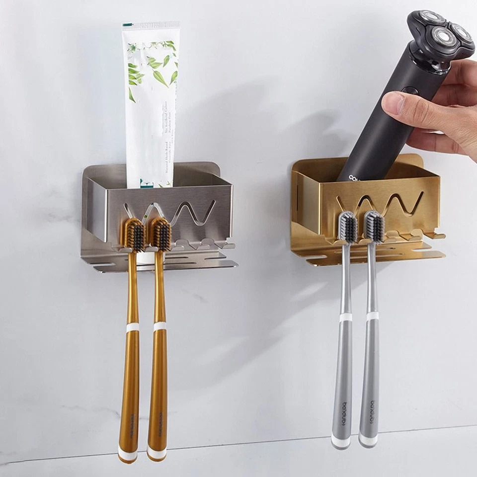 Bathroom Toothbrush Holder Organizer Wall-mounted Toothpaste Holder Stand - Image 2 of 4