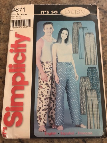 🦋 SIMPLICITY #9871 - ADULT & TEEN LOUNGING - PAJAMA BOTTOMS PATTERN XS ...