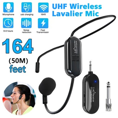 165FT Range UHF Wireless Microphone Headset Mic System Set Kit For Teach Speaker