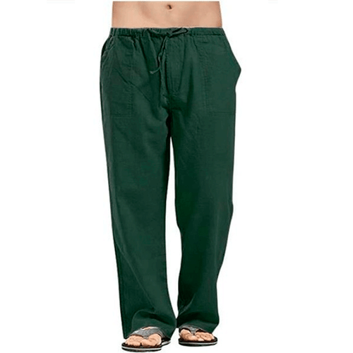 Herren Leinenhose Freizeit Lose Kordelzug Stoffhose Sommer Fitness Jogginghosen - Bild 23 von 28