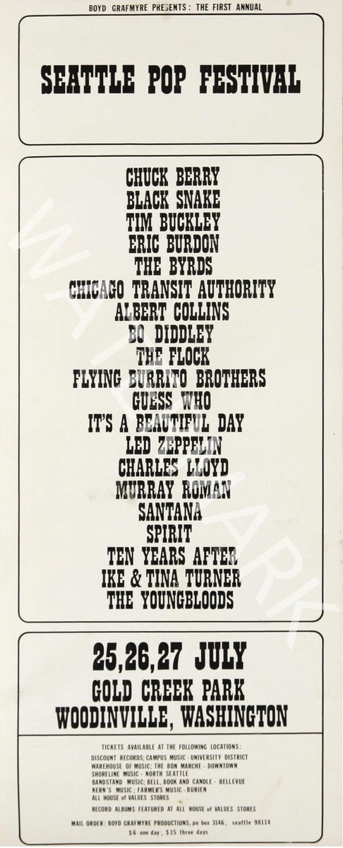 Seattle Pop Festival - Led Zeppelin - 1969 Vintage Music Poster | eBay