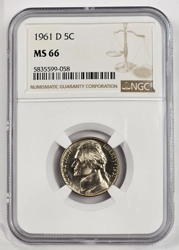 1961 D Jefferson Nickel *** NGC MS 66