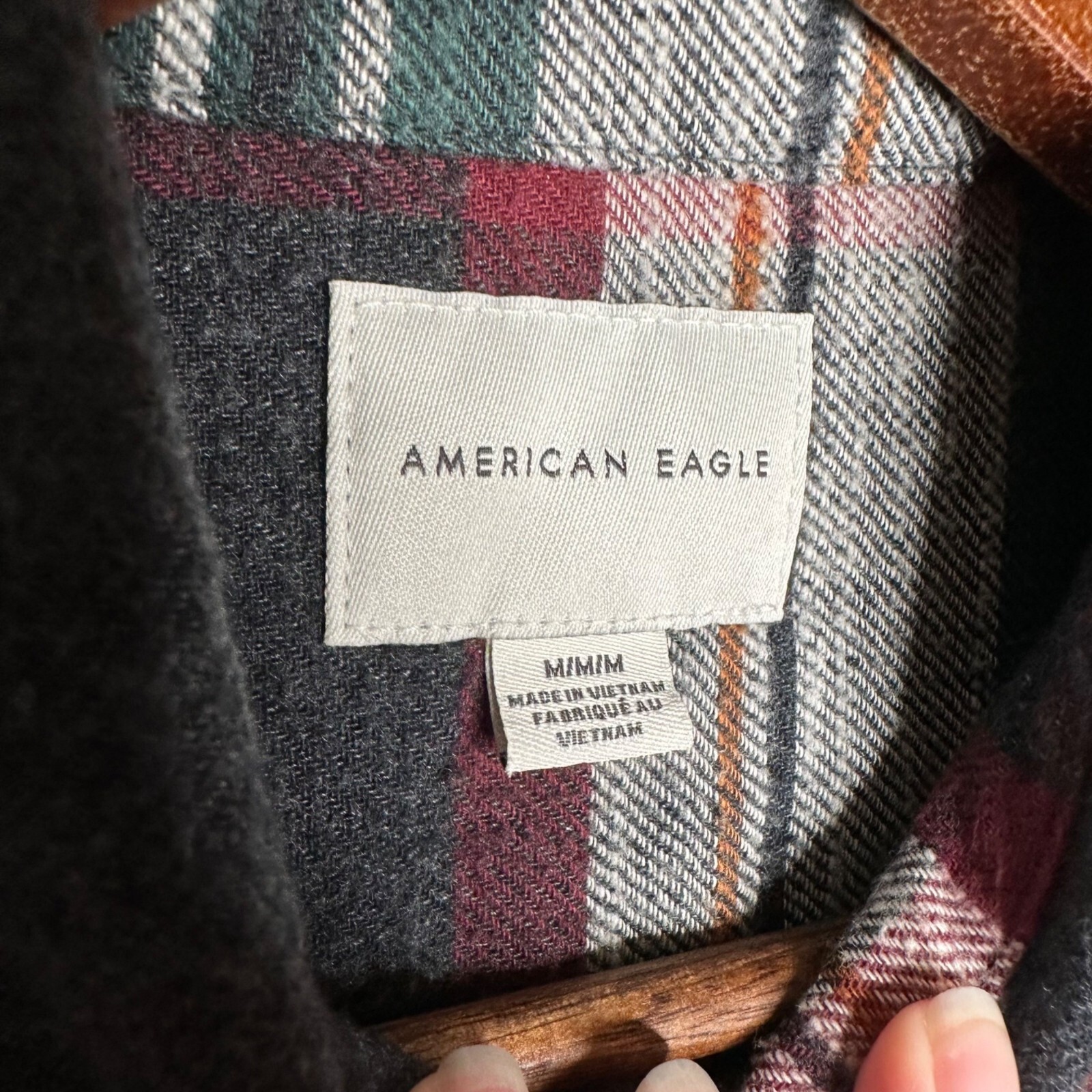 American Eagle Cropped button down flannel shirt … - image 3