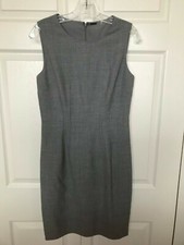 Sz 4 Elie Tahari sleeveless sheath dress gray back zipper lined lightweight wool