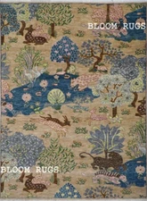 The Jungle Life Animals and Trees Beige Hand Knotted 9x12 Rug | Customizable Rug