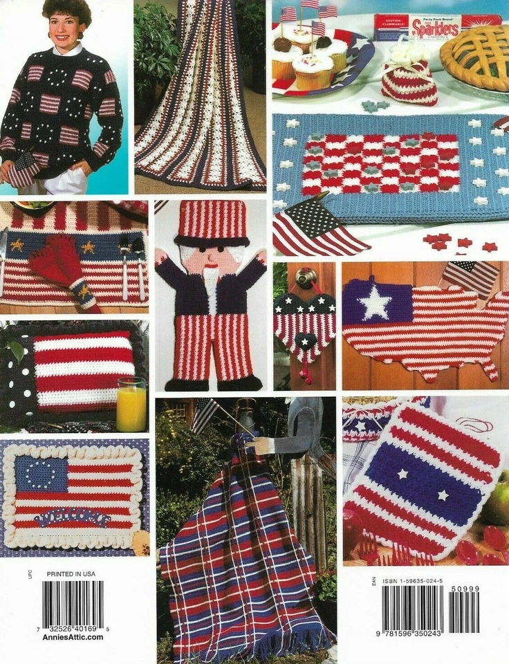 NUEVO LIBRO PATRÓN GANCHILLO ANNIE'S DECORACIÓN HOGAR CELEBRACIONES ROJO BLANCO Y AZUL  Foto 2 de 2