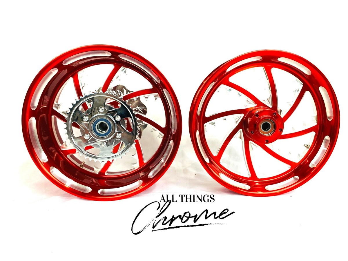 330 FAT TIRE CANDY RED CONTRAST PIRANHA WHEELS 06-11 KAWASAKI