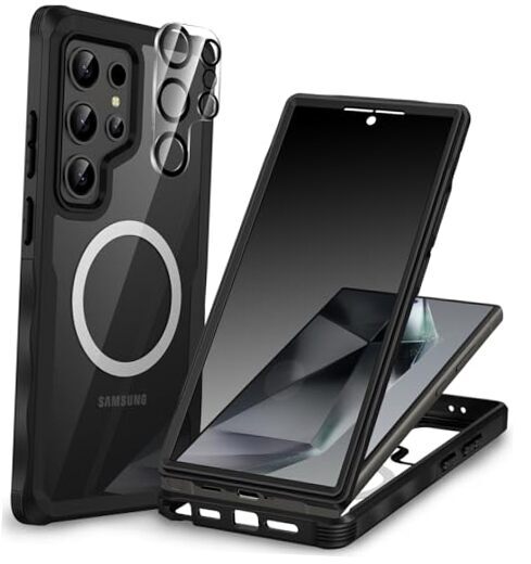 Magnetic for Samsung Galaxy Case, Privacy Phone Cover with S24 Ultra Black
