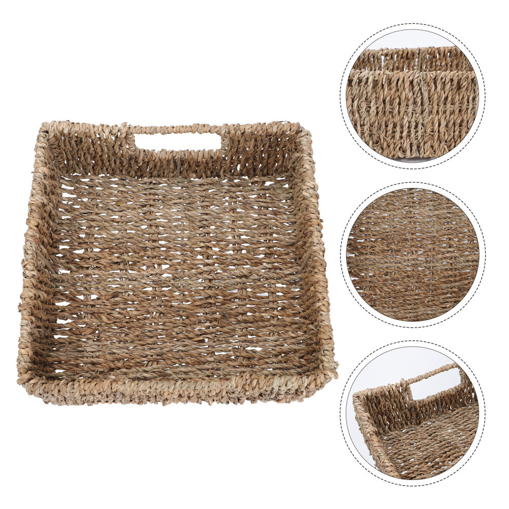 Woven Seagrass Storage Baskets Natural Wicker Organizers-image