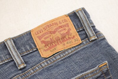 Levi's 505 Regular Fit Straight Leg Stretch Denim Blue Jeans Mens Size 40 x 30
