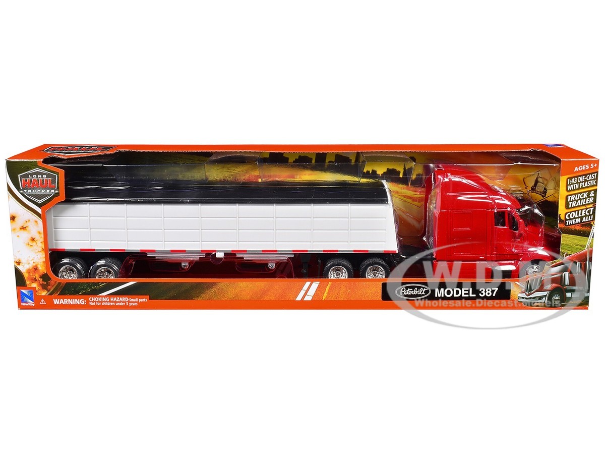PETERBILT 387 TRUCK RED W/GRAIN TRAILER 1/43 DIECAST MODEL BY NEW