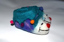 Infant Baby Felted Wool Green Blue Mouse Slippers Shoes Comfy Handmade 0-3m 4.5"