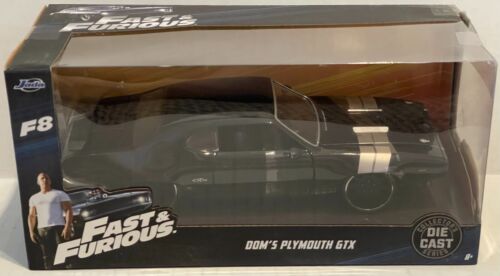JADA F8 FAST & FURIOUS DOM'S 1972 PLYMOUTH GTX 1:24 DIECAST BLACK SEALED