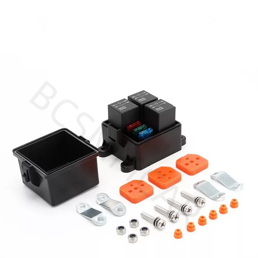 3 Way Relay Box With 5-Pin 40A Relay ATO ATC Fuse Slots For Car Truck Marine 12V