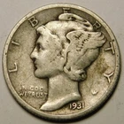 1931 S Mercury Dime 90% Silver VG-F  "Actual Coin Pictured - Not Cleaned"