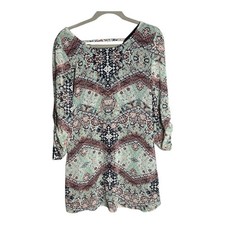 Speechless Multicolor Print Mini Dress Back Cutout Small