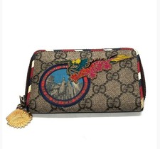 Gucci Courrier Dragon Coin Card Case GG Supreme Zip Wallet Authentic 473911