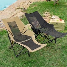 Outdoor Folding Lounge Chair 4-Position Adjustable Recliner with Footrest