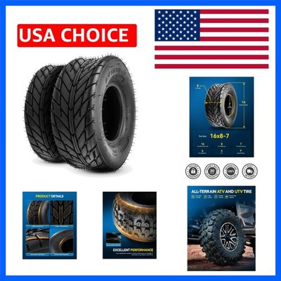 2023 16x8-7 ATV UTV Mud Tires - 4-Ply All-Terrain Set for Adventurers, 2 Pcs