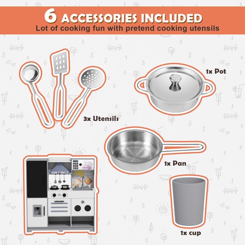 Nuovo set cucina finto gioco bambini lavello con acqua corrente, suono, luce, lavagna - Foto 10 di 20