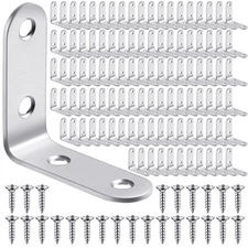 100 Pcs L Shaped Bracket Corner Brace Stainless Steel 90 Degree Corner Brace ...