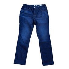 NEW LEE Women's STRAIGHT Jeans 16 LONG 34x32 Dark Wash MIDRISE Stretch NWT
