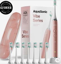 Aquasonic Vibe Series Ultra-Whitening Toothbrush Rose Gold With 8 Brush Heads