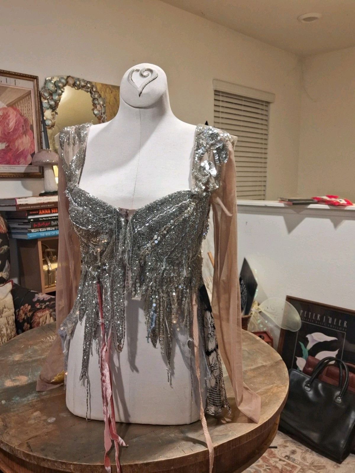 Vintage Inspired Patchwork Distressed Top Embelli… - image 4