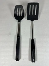 Ekco Vintage Black Kitchen Utensil Set Spatula and Slotted Spoon