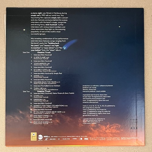 Simply Red /A Starry Night With /Laserdisc Japan Amle-8062 INSERT - Picture 2 of 8