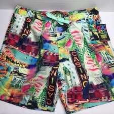 Surf Society Swimwear Mens Swimming Shorts Trunks Beach Swim Flamingo Size Large