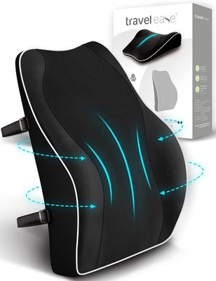 Travel Ease Lendenkissen Memory Foam ergonomisch 40x33 cm Schwarz Bezug