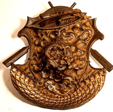 ANTICO CALAMAIO IN METALLO CON VASCHETTA IN PORCELLANA- D'EPOCA - USATO