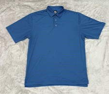 FootJoy Polo Shirt Mens Large Blue Golf Stretch Performance Short Sleeve Striped