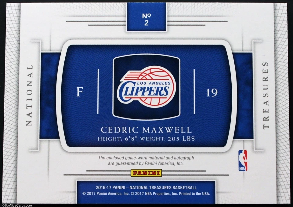 2016 Cedric Maxwell National Treasures Bronze Game Worn Patch Auto /25 # 2 - Image 2 of 2