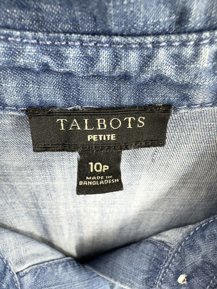 Talbots Denim Shirt Dress Button Down Long Sleeve Midi Womens Size 10 Petite 10P - Image 4 of 4