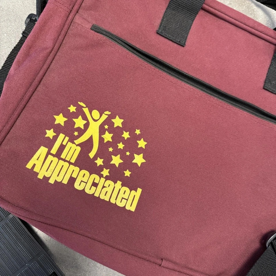 Vtg 80's-90's Maroon I'm Appreciated Messenger Bag Free Fast Shipping - Image 2 of 4