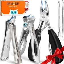 DRMODE Toenail Clippers for Seniors Thick Toenails, Large Toe Nail Silver 