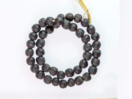 Recycled Glass Beads from Ghana M00406 - black frosted