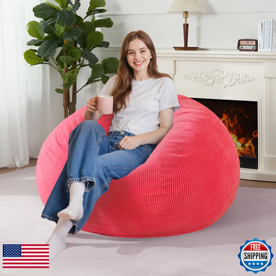 Homguava 3Ft Bean Bag Chair Teardrop Bean Bags Memory Foam Filled Compact