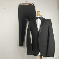 Next Tuxedo Dinner Suit 2 Piece Men's Black 40L Jacket 32W 33L Trousers Slim Fit