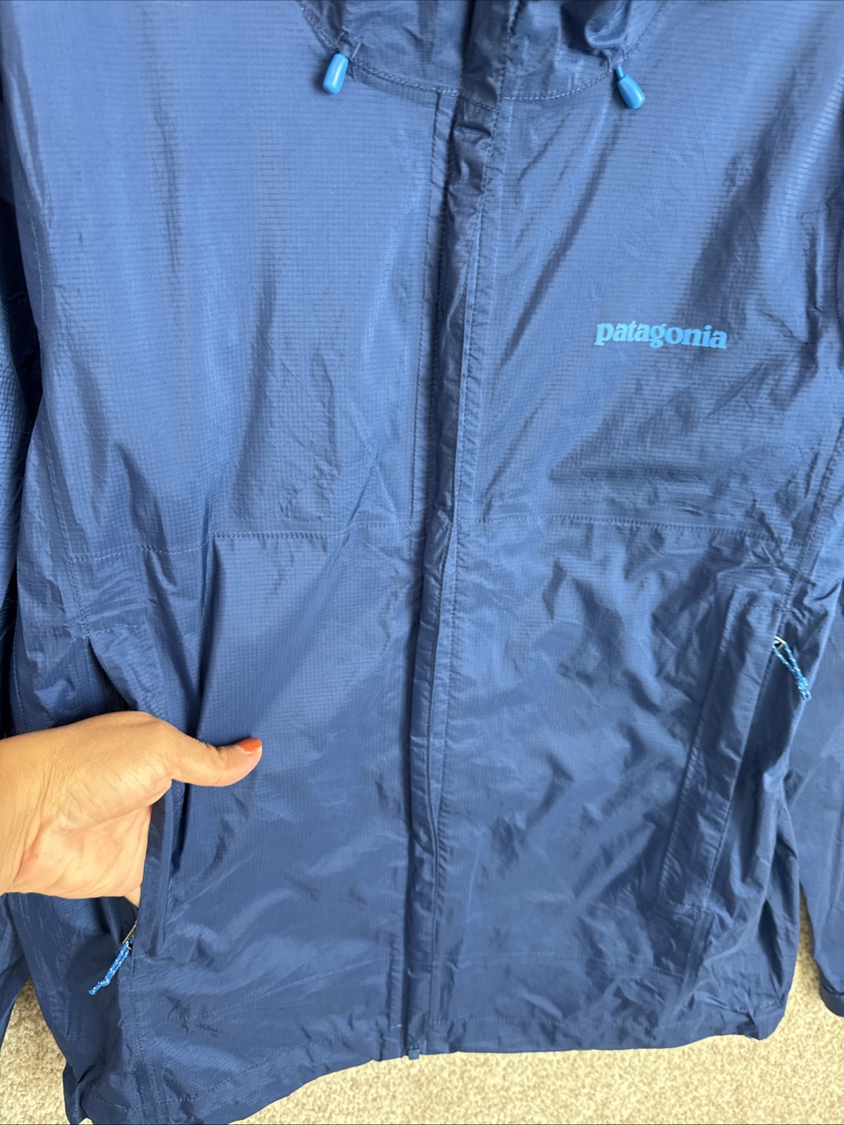 Patagonia Torrentshell Jacket Mens Small Blue H2No Waterproof Hooded Rain 83801