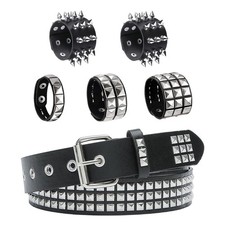 Black Studded Punk Spiked Goth Grunge Emo Belt for Women Men